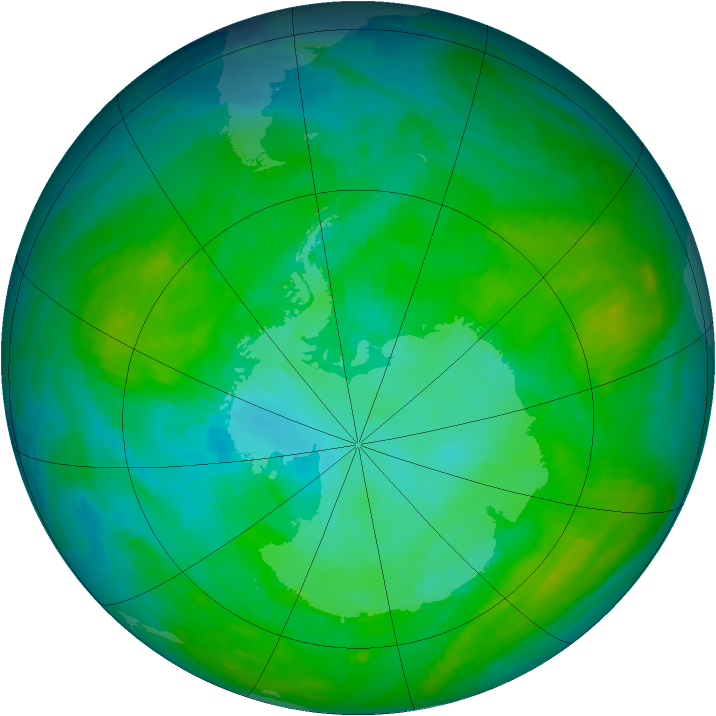 Antarctic ozone map for 06 January 1985